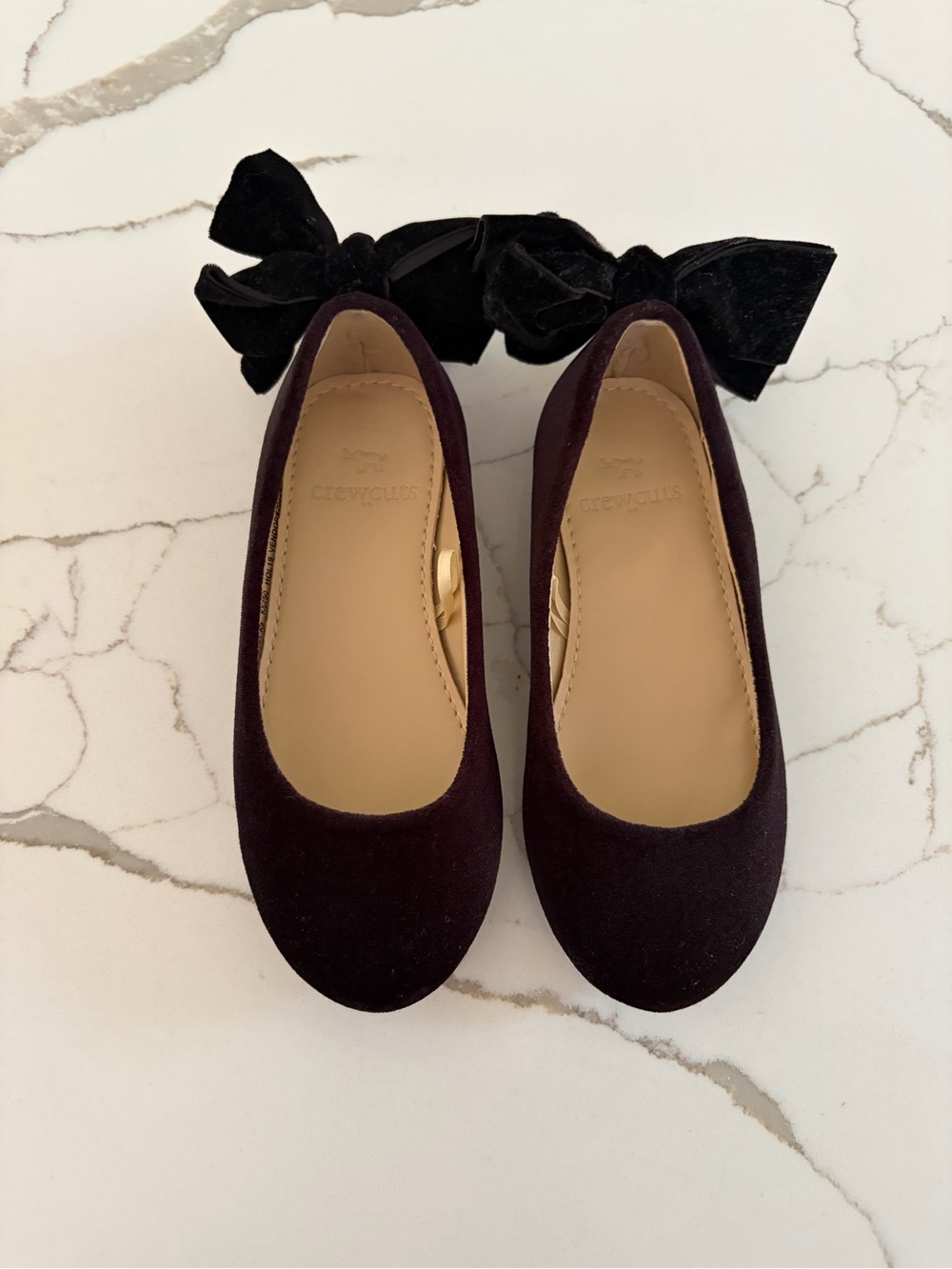 Crewcuts velvet bow flats
